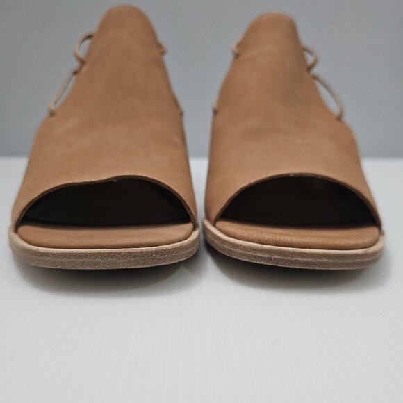 NEW Eileen Fisher Alfie Sandal Caged Peep Toe Heel Honey Tan Nubuck Size 10 - Picture 6 of 14